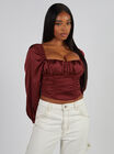 Ruched long-sleeve corset top